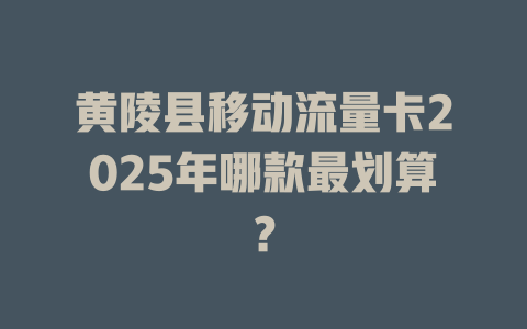 黄陵县移动流量卡2025年哪款最划算？
