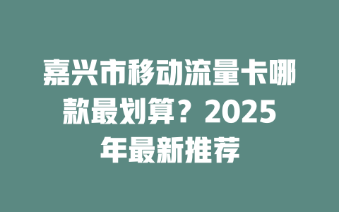 嘉兴市移动流量卡哪款最划算？2025年最新推荐