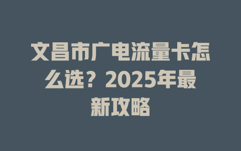 文昌市广电流量卡怎么选？2025年最新攻略
