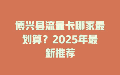 博兴县流量卡哪家最划算？2025年最新推荐