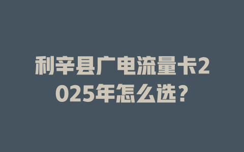 利辛县广电流量卡2025年怎么选？