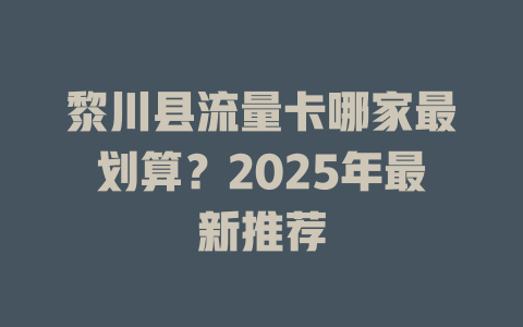 黎川县流量卡哪家最划算？2025年最新推荐