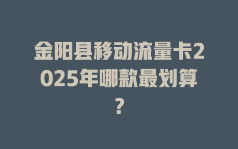 金阳县移动流量卡2025年哪款最划算？