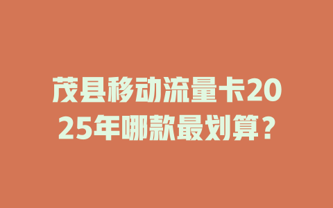 茂县移动流量卡2025年哪款最划算？