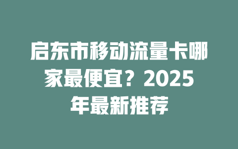 启东市移动流量卡哪家最便宜？2025年最新推荐