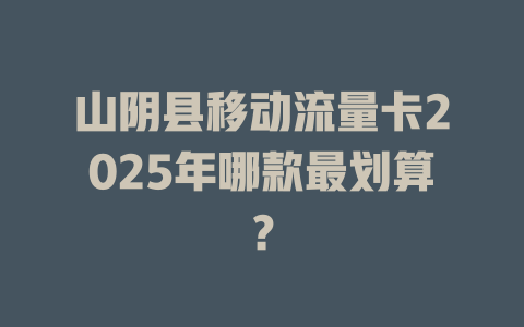 山阴县移动流量卡2025年哪款最划算？