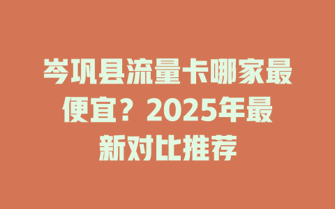 岑巩县流量卡哪家最便宜？2025年最新对比推荐