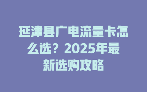延津县广电流量卡怎么选？2025年最新选购攻略
