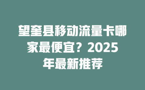 望奎县移动流量卡哪家最便宜？2025年最新推荐