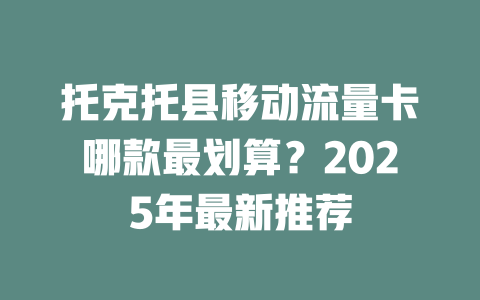 托克托县移动流量卡哪款最划算？2025年最新推荐