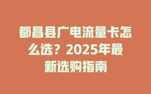 都昌县广电流量卡怎么选？2025年最新选购指南