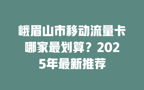 峨眉山市移动流量卡哪家最划算？2025年最新推荐