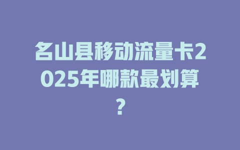 名山县移动流量卡2025年哪款最划算？