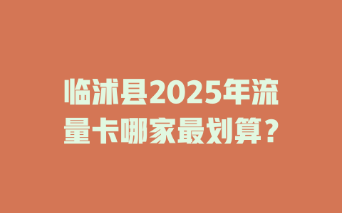 临沭县2025年流量卡哪家最划算？