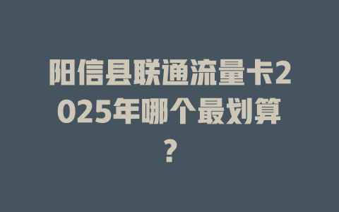 阳信县联通流量卡2025年哪个最划算？