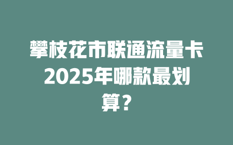 攀枝花市联通流量卡2025年哪款最划算？