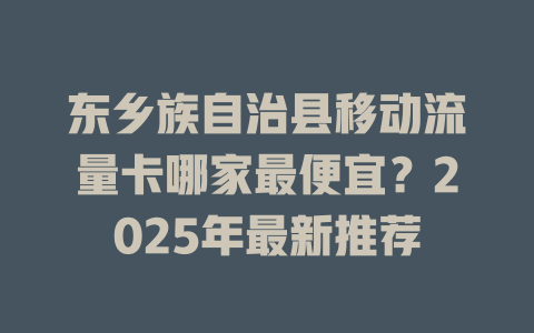东乡族自治县移动流量卡哪家最便宜？2025年最新推荐
