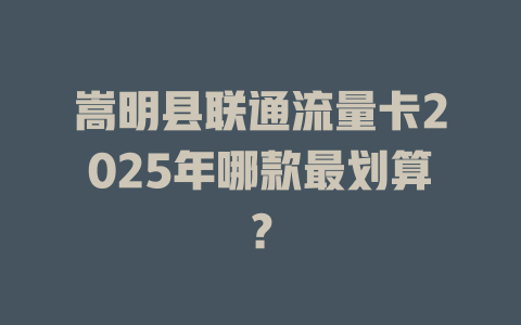 嵩明县联通流量卡2025年哪款最划算？
