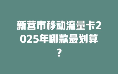 新营市移动流量卡2025年哪款最划算？
