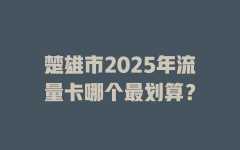 楚雄市2025年流量卡哪个最划算？