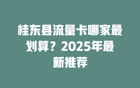桂东县流量卡哪家最划算？2025年最新推荐