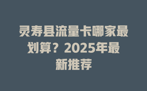 灵寿县流量卡哪家最划算？2025年最新推荐