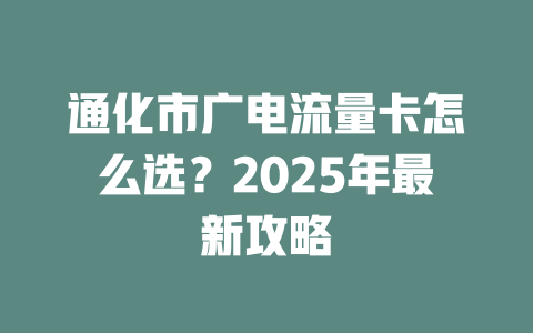 通化市广电流量卡怎么选？2025年最新攻略