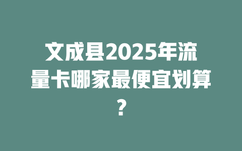 文成县2025年流量卡哪家最便宜划算？