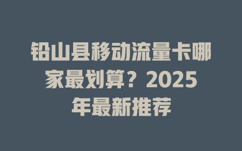 铅山县移动流量卡哪家最划算？2025年最新推荐