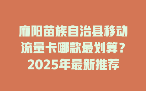 麻阳苗族自治县移动流量卡哪款最划算？2025年最新推荐