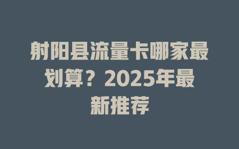射阳县流量卡哪家最划算？2025年最新推荐