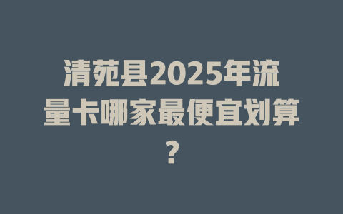 清苑县2025年流量卡哪家最便宜划算？