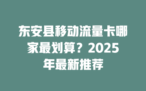 东安县移动流量卡哪家最划算？2025年最新推荐