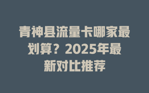 青神县流量卡哪家最划算？2025年最新对比推荐