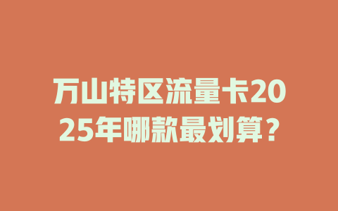 万山特区流量卡2025年哪款最划算？