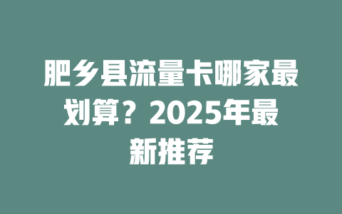 肥乡县流量卡哪家最划算？2025年最新推荐