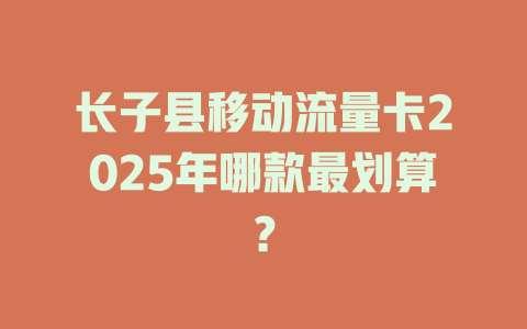 长子县移动流量卡2025年哪款最划算？
