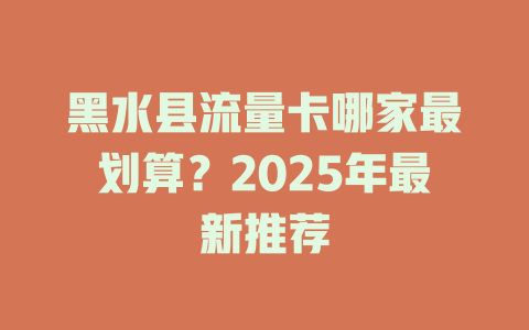 黑水县流量卡哪家最划算？2025年最新推荐