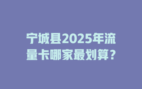 宁城县2025年流量卡哪家最划算？