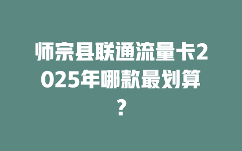 师宗县联通流量卡2025年哪款最划算？