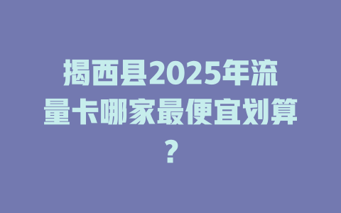 揭西县2025年流量卡哪家最便宜划算？