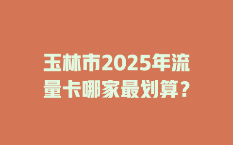 玉林市2025年流量卡哪家最划算？