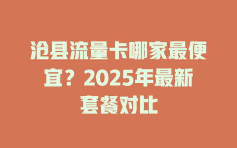 沧县流量卡哪家最便宜？2025年最新套餐对比