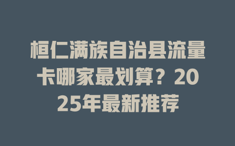 桓仁满族自治县流量卡哪家最划算？2025年最新推荐