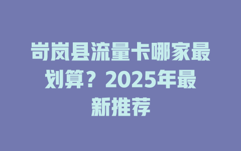 岢岚县流量卡哪家最划算？2025年最新推荐