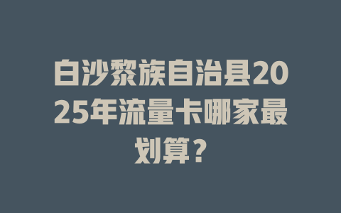 白沙黎族自治县2025年流量卡哪家最划算？