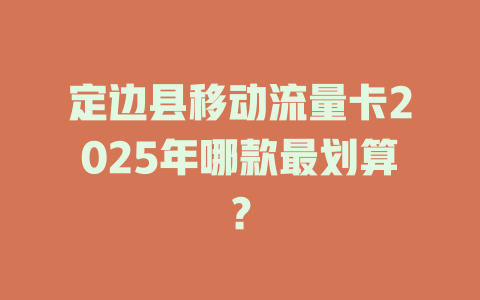 定边县移动流量卡2025年哪款最划算？