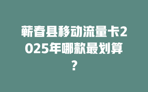 蕲春县移动流量卡2025年哪款最划算？