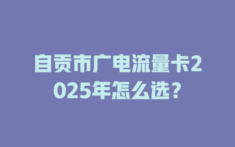 自贡市广电流量卡2025年怎么选？