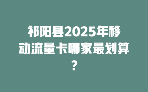 祁阳县2025年移动流量卡哪家最划算？